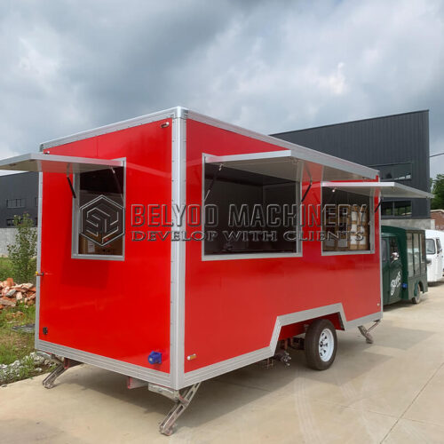 mobile red food trailer