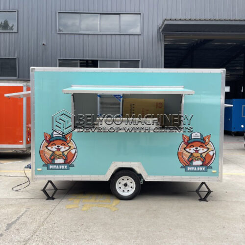 Light Blue Single Window Square Food Trailer