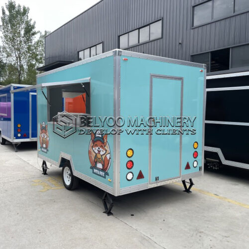 Light Blue Single Window Square Food Trailer