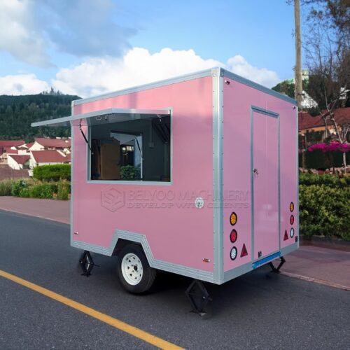 Pink Single Window Square Food Trailer