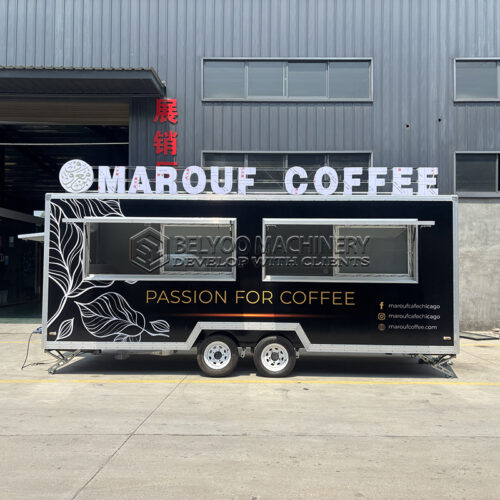 16.5FT Black Double Window Square Food Trailer for Coffee