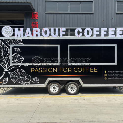 16.5FT Black Double Window Square Food Trailer for Coffee