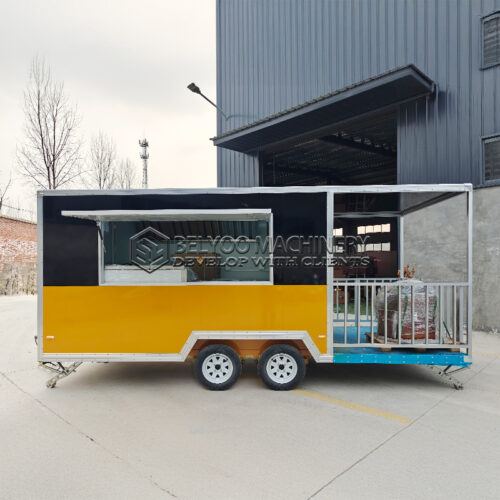 16.5FT Black and Yellow Single Window Square Food Trailer