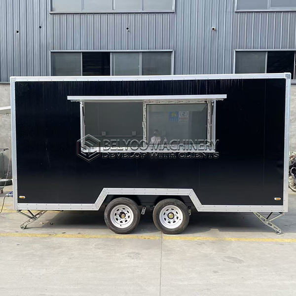 13.8FT Bluck Single Window Square Food Trailer