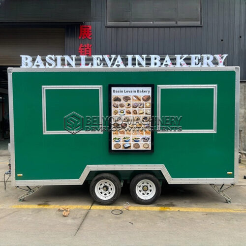 13FT Green Double Windows Square Food Trailer