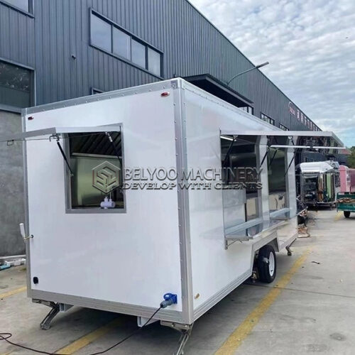 16.5FT Double Windows White Square Food Trailer