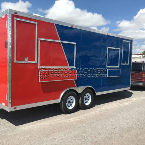 16.5FT Red and Blue Square Food Trailer Festival Food Trailer for Sale