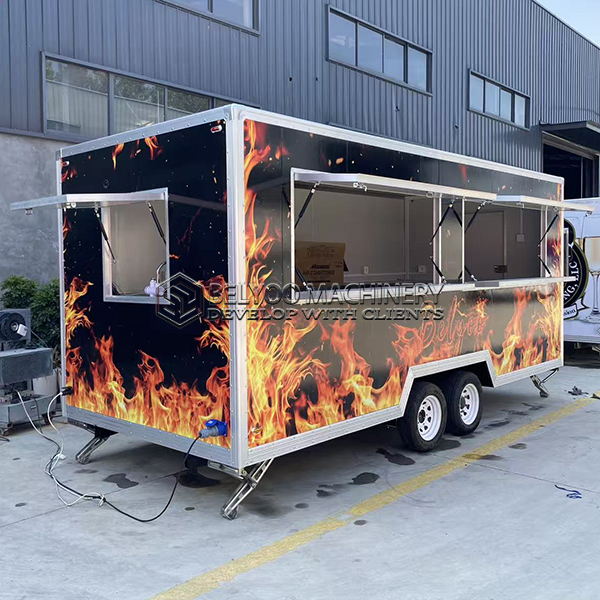 13FT Black Full Sticker Double Windows Square Food Trailer