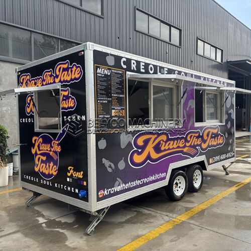 13FT Full Sticker Double Windows Square Food Trailer