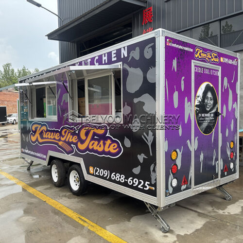 13FT Full Sticker Double Windows Square Food Trailer