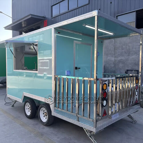 13FT Light Blue Square Food Trailer with Fence