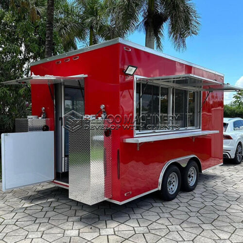 13FT Red Square Food Trailer Customizable Mobile Kitchen for Sale
