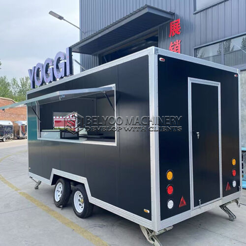 13FT Black Square Food Trailer with LED light