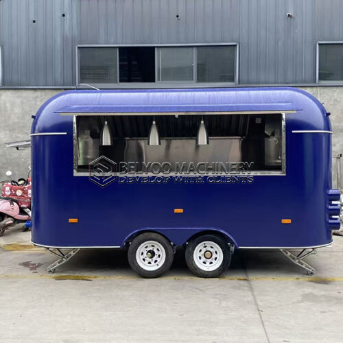 13FT Dark Blue Airstream Food Trailer for Street Food Vendors