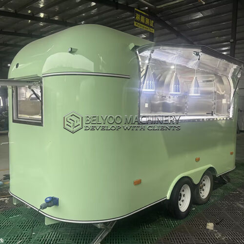 13FT Light Green Airstram Food Trailer for Private Catering