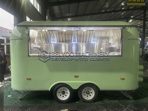 13FT Light Green Airstram Food Trailer for Private Catering