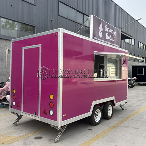 13FT Purple Square Food Trailer with LED Light
