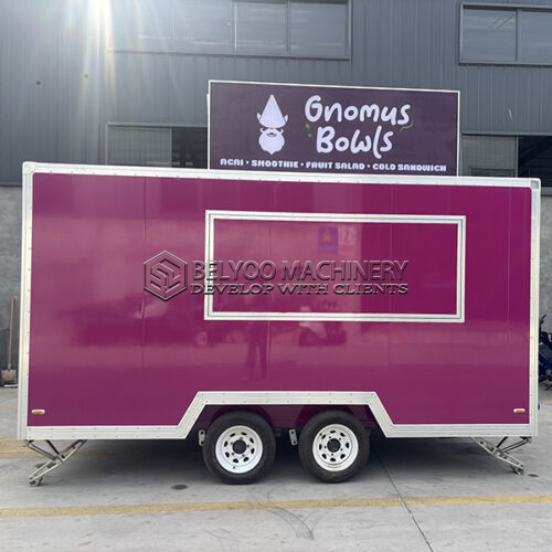 13FT Purple Square Food Trailer with LED Light