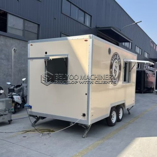 13FT Warm Beige Sticker Square Food Trailer