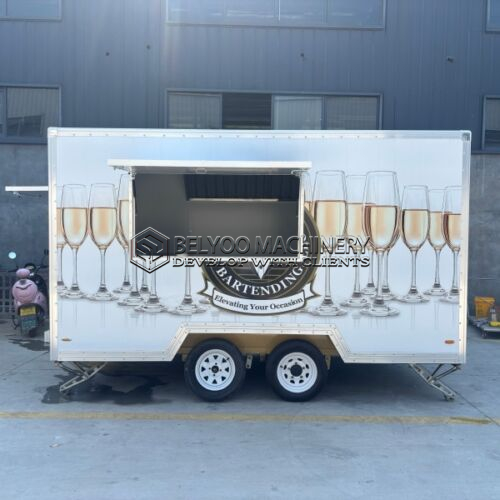 13FT White Sticker Single Windows Square Food Trailer