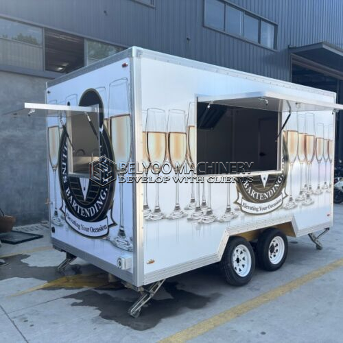 13FT White Sticker Single Windows Square Food Trailer