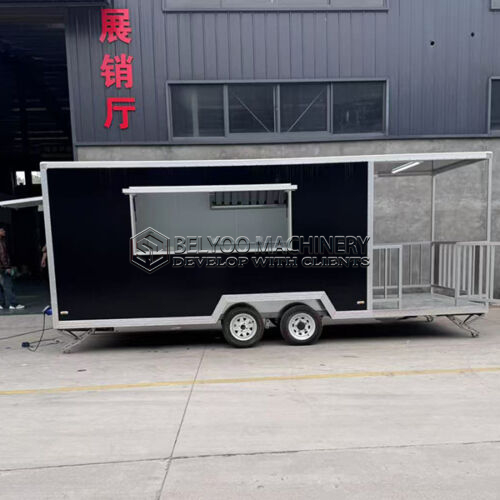 15FT Black Single Window Square Food Trailer for Fence