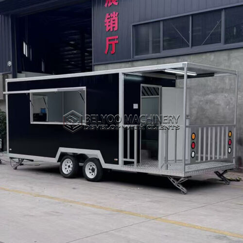 15FT Black Single Window Square Food Trailer for Fence