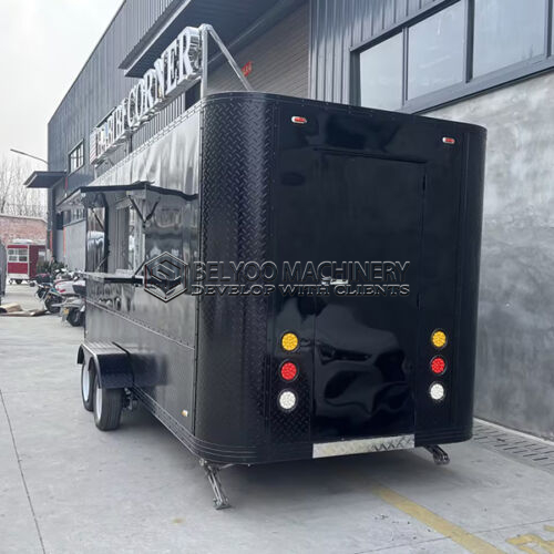 15FT Black Square Food Trailer with LED Light
