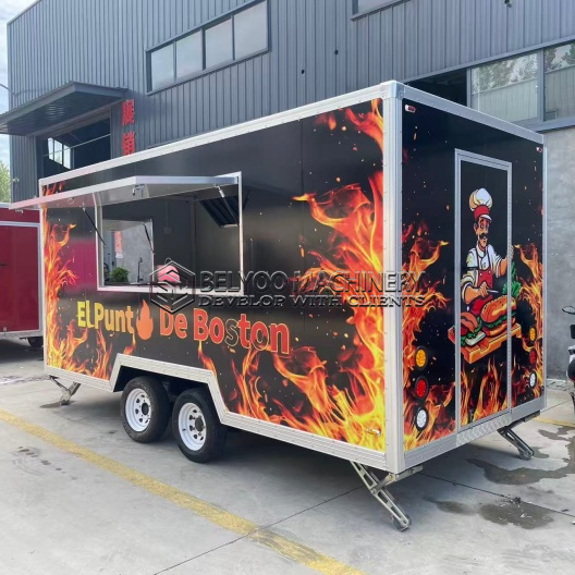 15FT Black Sticker Single Window Square Food Trailer for Fence