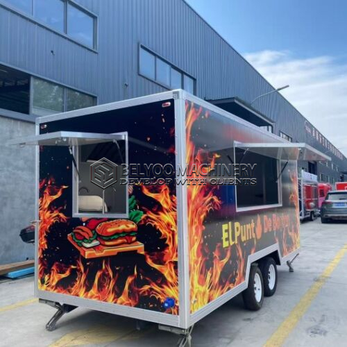 15FT Black Sticker Single Window Square Food Trailer for Fence