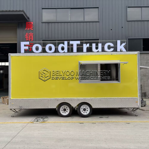 15FT Yellow Square Food Trailer with LED Light