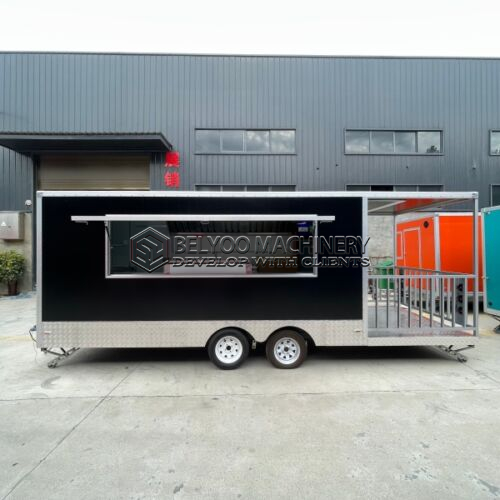 16.5FT Black Single Window Square Food Trailer for Fence