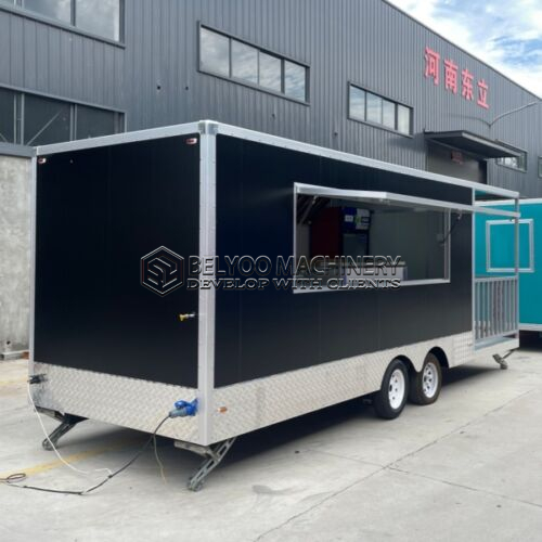 16.5FT Black Single Window Square Food Trailer for Fence