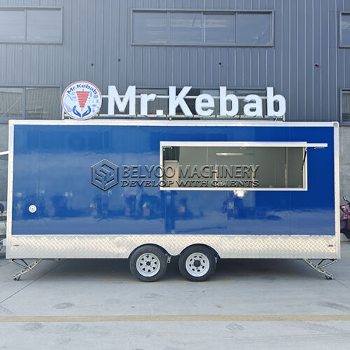 16.5FT Dark Blue Single Window Square Food Trailer