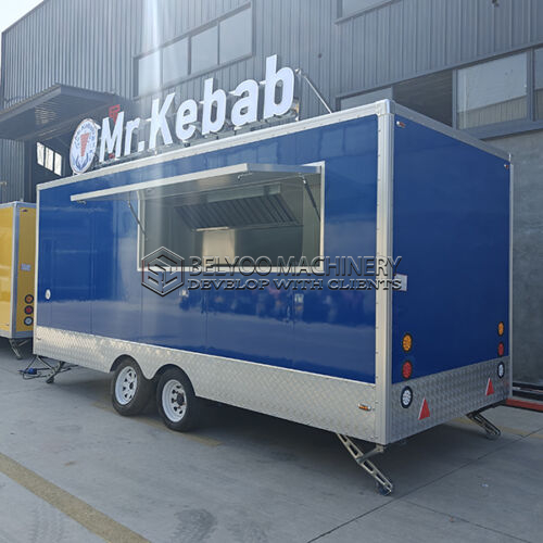 16.5FT Dark Blue Single Window Square Food Trailer