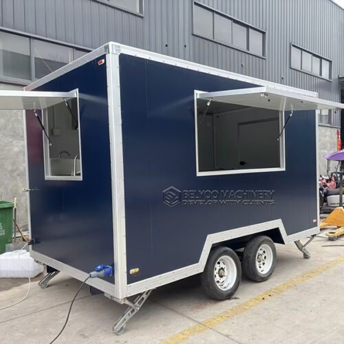 11.5FT Navy Blue Square Food Trailer for CampingOutdoors