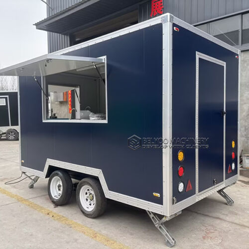 11.5FT Navy Blue Square Food Trailer for CampingOutdoors