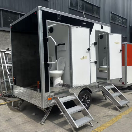 10FT Black and White 2 Station Toilet Trailer