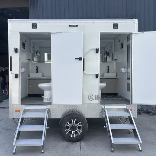 10FT White 2 Station Toilet Trailer for ‌Outdoor Events