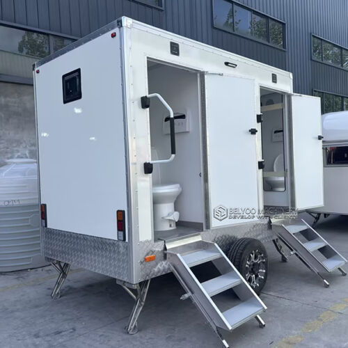 10FT White 2 Station Toilet Trailer for ‌Outdoor Events