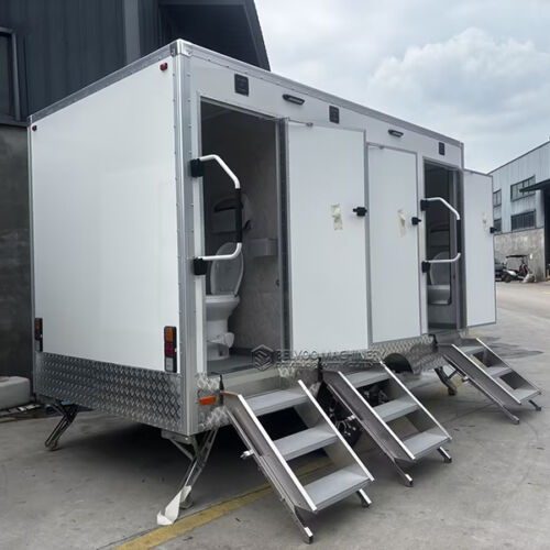 12.5FT White 3 Station Toilet Trailer