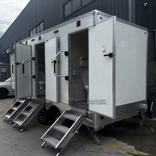 12.5FT White 3 Station Toilet Trailer