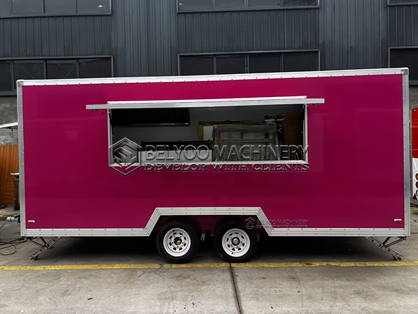 16.5FT Pink Single Window Square Food Trailer