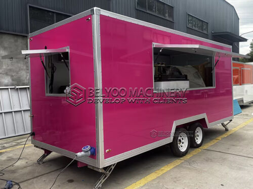 16.5FT Pink Single Window Square Food Trailer