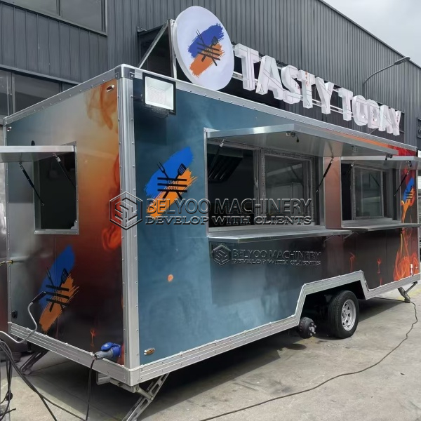 18FT Sticker Square Food Trailer for Street Food Sector