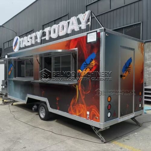 18FT Sticker Square Food Trailer for Street Food Sector