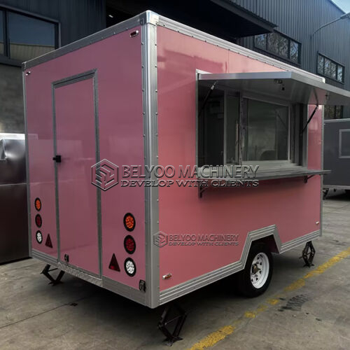 10FT Pink Single Window Square Food Trailer