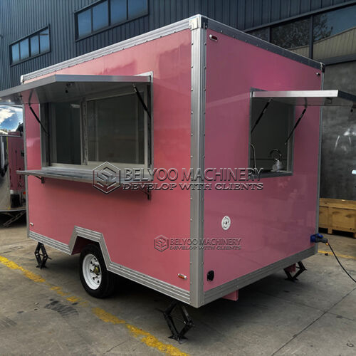 10FT Pink Single Window Square Food Trailer