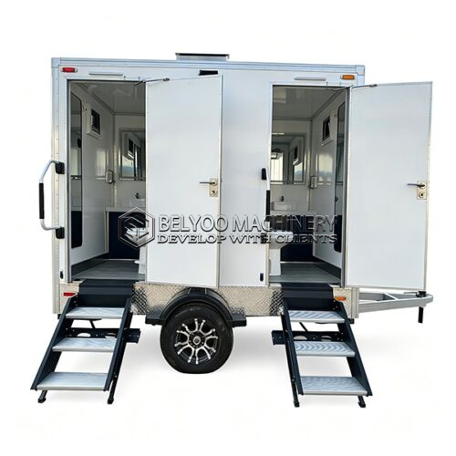 10FT White 2 Station Portable Toilet Trailer