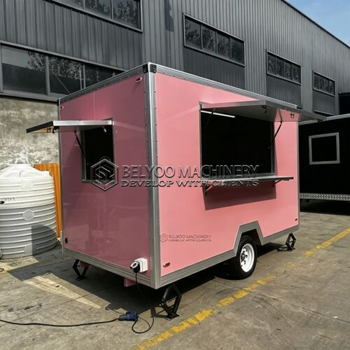 11.5FT Pink Single Window Square Food Trailer